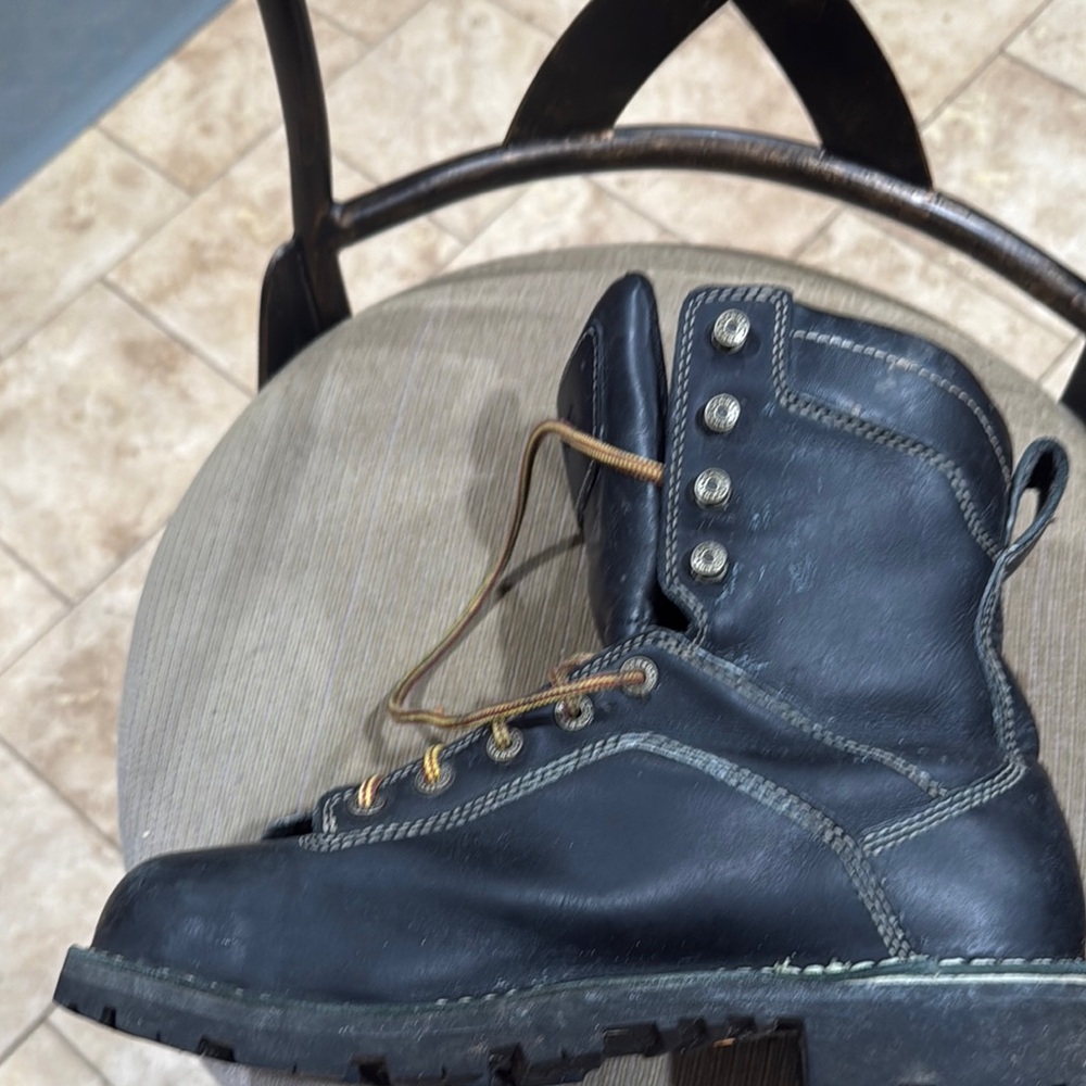 Danner Black Leather Boots with Tan Laces Quarry USA 8in steel toe Goretex 8EE - Picture 4 of 14